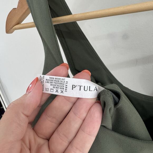 P’tula Green Built In Bra Tank XL T.S - Picture 3 of 3